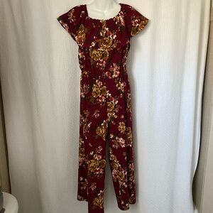 Altar’d State Red Floral Jumpsuit size medium